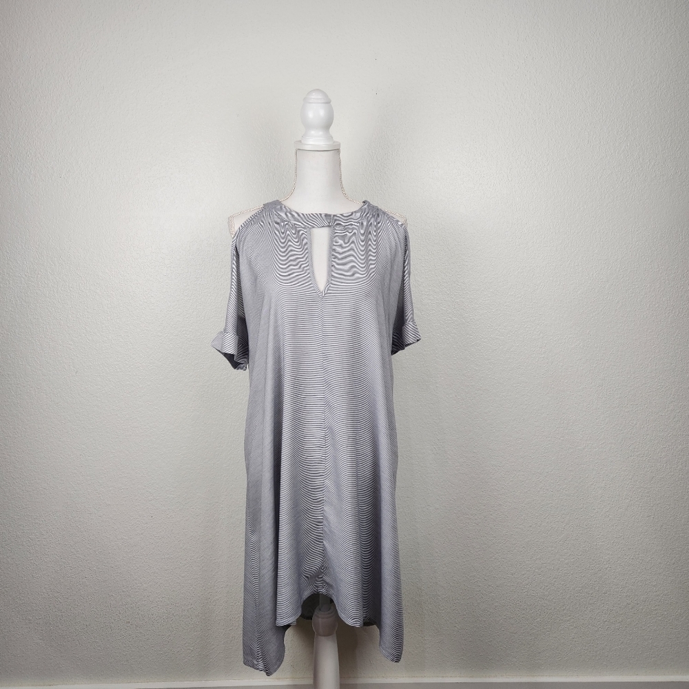 Anthropologie 4our Dreamers Cold-Shoulder Stripe Dress S